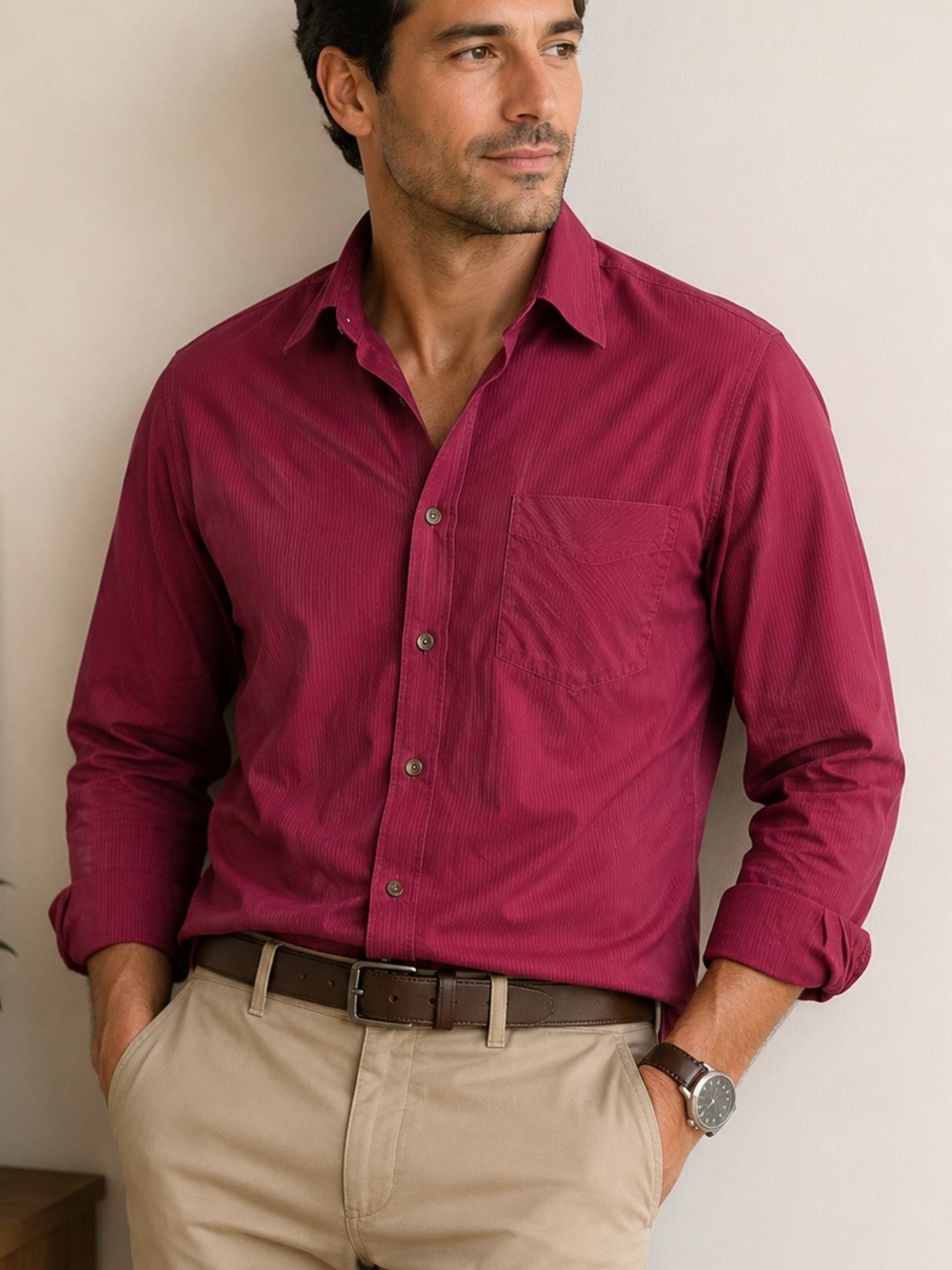 Arrow Men's Button-Down Shirt in Burgundy